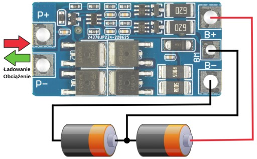 Vyvažovačka BMS 2S 10A Li-Ion 18650