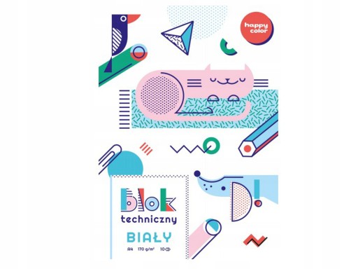 Biela technická podložka 10 listov 170g A4 veselá farba