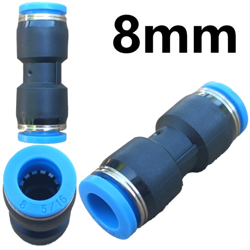 Pneumatický zásuvný priamy konektor fi 8mm rovný konektor plastový PU 8