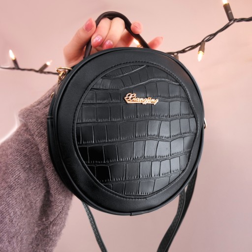 Čierna dámska ROUND BAG Taška cez rameno s popruhom