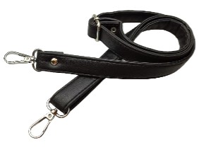 Popruh na kabelku 20 mm čierny so striebornými karabínkami 64 - 115 cm