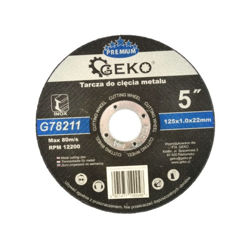 Kovový kotúč 125x1,0 rezací Inox plochý Geko G78211 premium