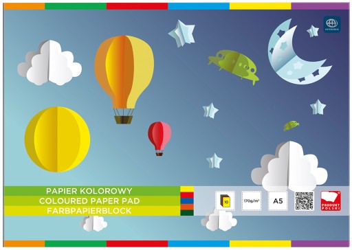 Farebný papier A5 10 listov INTERDRUK ZPKIN-A5