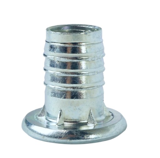 10x Náboj na nabíjanie M8 x 16 mm s nákružkom na prírodné drevo, biely pozink