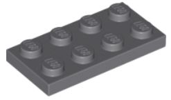 LEGO TANIER 2X4 TMAVO SIVÁ Č. 3020 - 2 KS