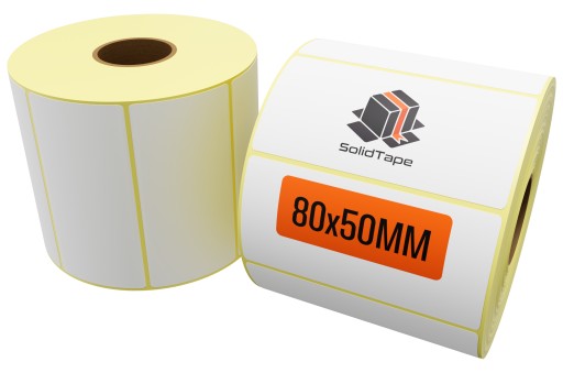 Termo kuriérske etikety 80x50 mm 1000 kusov, samolepiace biele