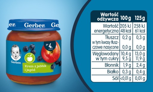 GERBER krémový dezert s jablkami a lesným ovocím 125g