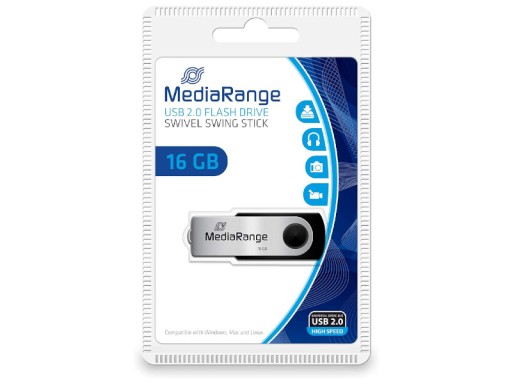 MEDIARANGE PENDRIVE 16 GB USB 2.0 OTOČNÝ KOV