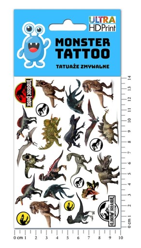 UMÝVAJÚCE DOČASNÉ TETOVANIE PRE DETI DETSKÉ JURSKÉ ORIGINÁLNE VZORKY