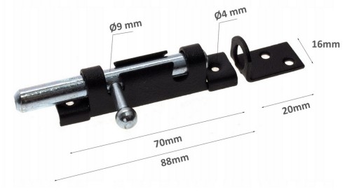 OCELOVÝ ZÁMOK ZÁMKU ČIERNY ZÁMEK 70x16mm