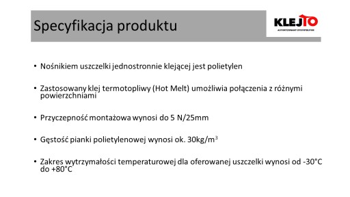 Penové tesnenie 9mm x 10m x 3mm BIELA