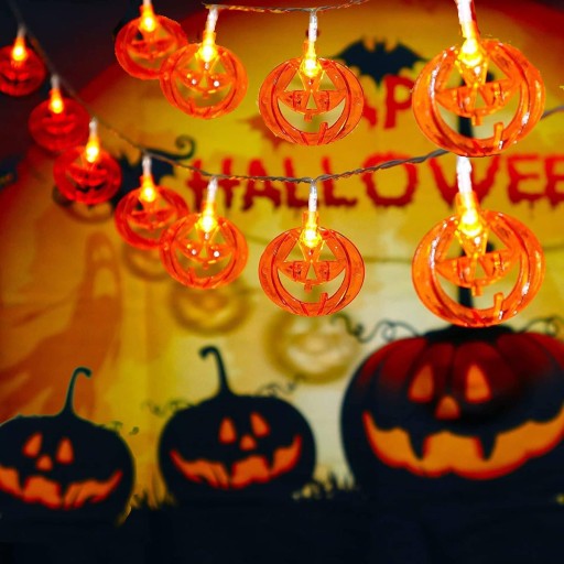 GARLANDOVÉ SVETLÁ ŽIARENÉ TEKVINY 20 LED ZÁVESNÉ DUCHOVNÉ HALLOWEENSKÉ DEKORÁCIE