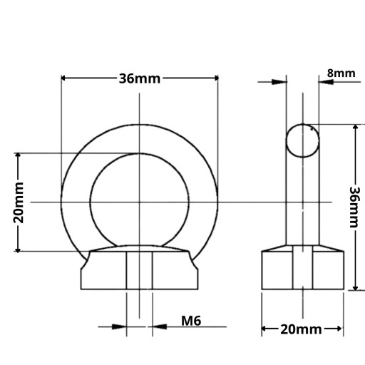 Matica s okom, pozinkovaná matica s okom, 6mm