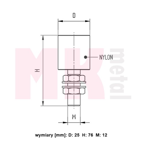 Vodiaca kladka brány ø 25mm, materiál MK nylon
