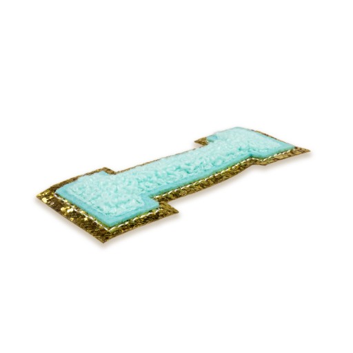 PATCH LETTER I modrý azúrový glitrový nápis