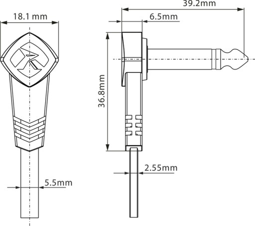 Jack 6,3 mm 10 cm patch kábel pre efekty