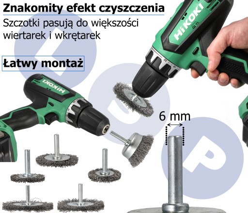 Drôtené kefy na skrutkovače a vŕtačky, sada 6 ks drôtených kief.