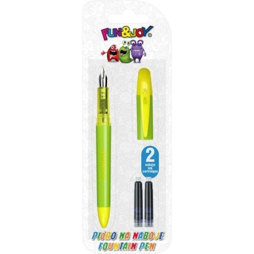 Zeleno-žlté náplňové pero + 2 náplne