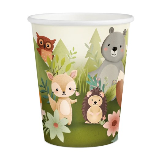 PAPIEROVÉ POHÁRKY NA NArodeninovú oslavu FOREST FRIENDS 6 ks