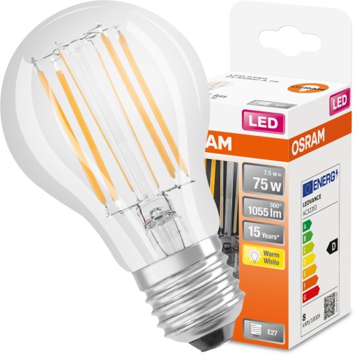 LED žiarovka E27 A60 7,5W 75W 2700K FILAMENT OSRAM