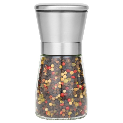 KERAMICKÝ MLÚČEK NA MLETIE SOĽI, PAPRÍ, KORENIA, 180ml, POUZDRO INOX