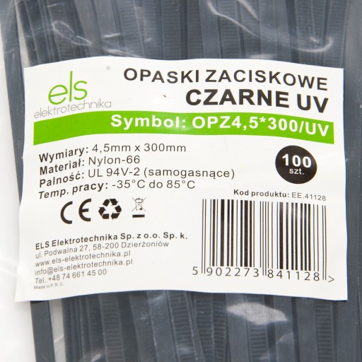 PLASTOVÉ VIAZAČKY ČIERNA 4,5x300 100ks UV