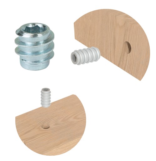 Zásuvka na skrutkovanie 10X M6 x 12 mm, nábytková vložka na drevo, so 6 imbusovým kľúčom