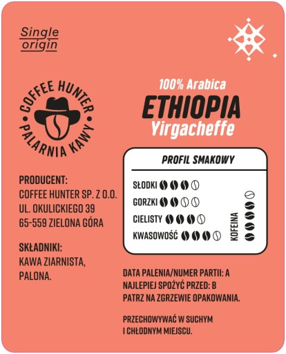 Etiópia Yirgacheffe vzorka 100 g KÁVOVÉ ZRNKY