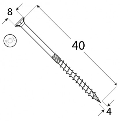 TESÁRSKE SKRUTY DO DREVA CS 4x40 TORX PROTIHLAVICE DOMAX 200KS