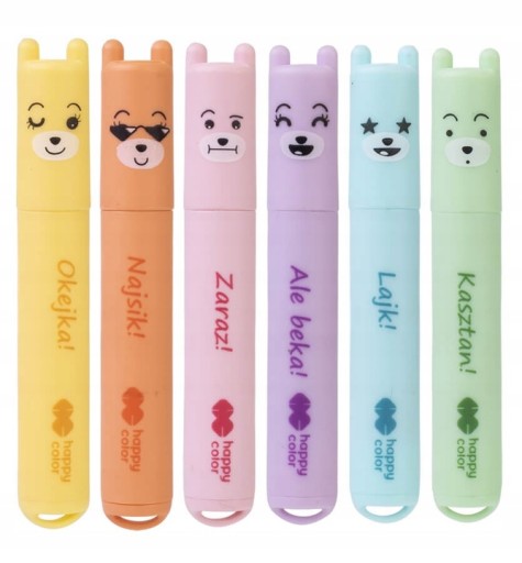 Mini zvýrazňovače 6 pastelových farieb HAPPY COLOR