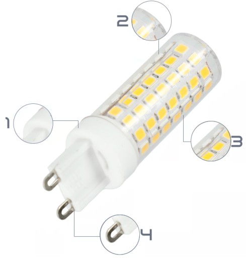 G9 LED žiarovka 9W 900lm teplá biela neblikajúca CCD silná a účinná