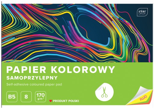 FAREBNÝ SAMOLEPIACI PAPIER B5, 8 NEÓNOVÝCH FARIEB, 170G