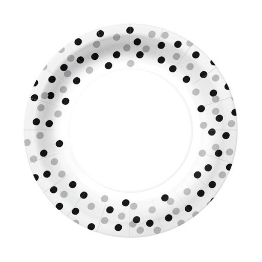 STRIEBORNÉ KONFETTI PAPIEROVÉ TANIERE 23CM 10 KS