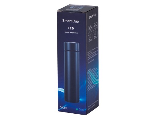 Termoska smart LED termohrnček na fľašu, 500ml, strieborná