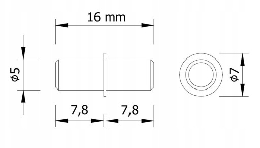 Nábytková policová podpera, priemer 5 x 16 mm, policové podpery, nábytková hmoždinka