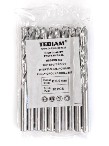 TEDIAM HSS vrtáky do kovu, plný rez, 3,0 mm