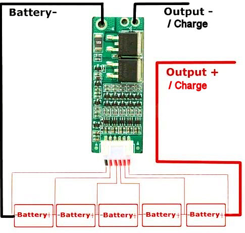 BMS modul 5s 15A Li-ion 18650 18V 18,5V nabíjačka