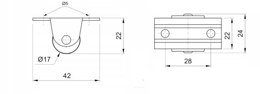 PEVNÝ GUMOVÝ VALEC MINI NÁBYTSKÉ KOLESO Ø17 MM