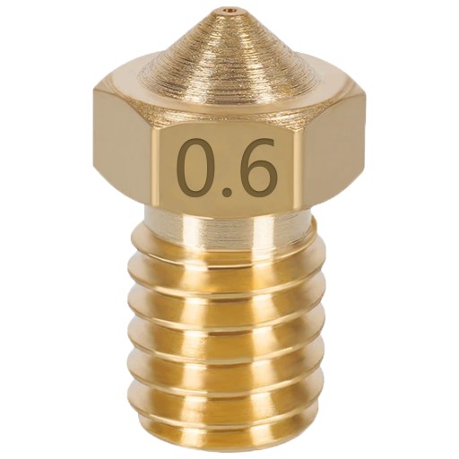 MOSADZNÁ TRYSKA V6 0,6 mm 1,75 mm M6 PRUSA 3D TLAČ