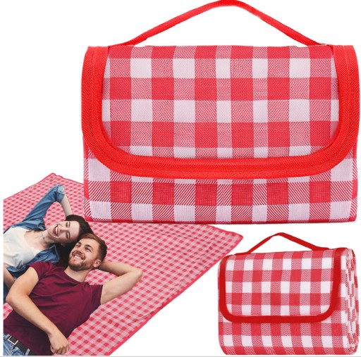 PLÁŽOVÁ PIKNIKOVÁ DEKA VODEODOLNÁ DEKA VEĽKÁ S PRENOSNÝM POUZDROM 200x200cm