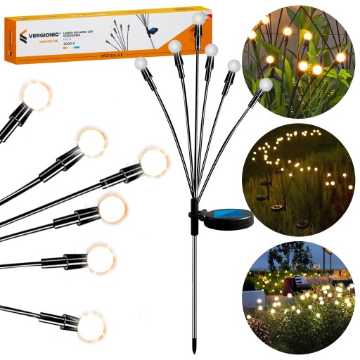 SOLÁRNE ZÁHRADNÉ LAMPY GULE 6XLED GULE NA POHON SOLÁRNEJ LAMPY 1ks