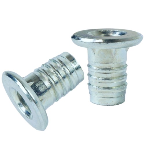 10x Náboj na nabíjanie M8 x 16 mm s nákružkom na prírodné drevo, biely pozink