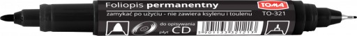Obojstranný, permanentný, čierny fix Toma TO-321 na CD/Nápisy 1 ks.