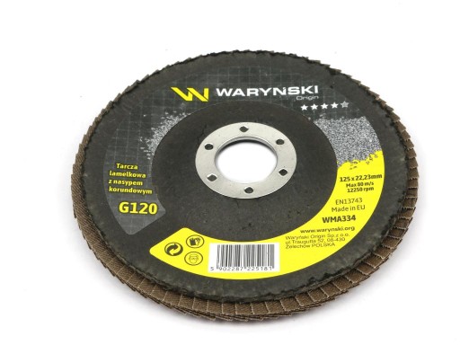 125 lamelový kotúč vyrobený z elektrokorundu G120 WARYŃSKI