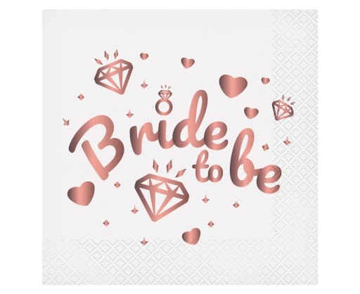 Obrúsky Bride To Be biele 33x33 cm 20 ks
