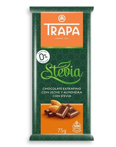 MLIEČNA čokoláda MANDLE so STÉVIOU BEZ CUKRU 75g