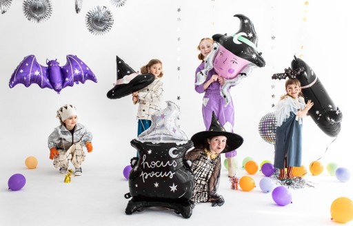 FÓLIOVÝ BALÓN ČAROLETNÍK ČIERNY NA HALLOWEENSKÉ NARODENINY NA HÉLIU 60 CM
