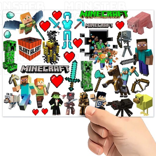 UMÝVAJÚCE DOČASNÉ TETOVANIE PRE DETSKÉ DETSKÉ MINECRAFT ORIGINÁLNE VZORKY