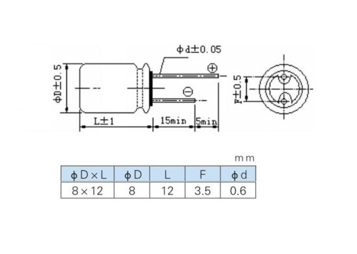 Polymérový kondenzátor 1000uF 2,5V 105*C 8x12 2ks