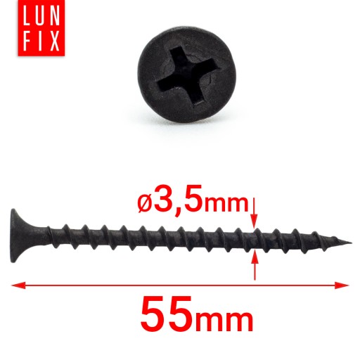 Skrutky do sadrokartónu 25mm 3,5x55 do dreva, sadrokartónu, fosfátovaného FOSFAT, 1kg